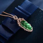 Jadeite Necklace With Gold Inlaid Branches And Jade Leaves