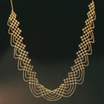 18K Gold Tassel Rainbow Lace Woven Style Wooden Ear Wide Necklace - Image 2