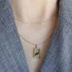 Au750 Gold Gold Bar Natural Diamond Pendant Necklace - Image 8