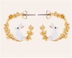 Cute Little White Rabbit Wheat Ear Earrings - Image 3