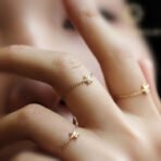 18K Pure Gold Ring Diamond Chain Ring - Image 4