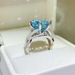 10 Karat Blue Moissanite Luxury Full Diamond Female Ring