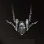 925 Silver Antique Pendant Inlaid With 18k Gold Punk Necklace - Image 5