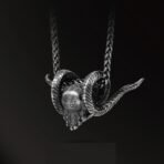 925 Silver Antique Pendant Inlaid With 18k Gold Punk Necklace - Image 2