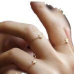 18K Pure Gold Ring Diamond Chain Ring - Image 8