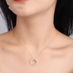 18K Gold Rose Gold Diamond Necklace Round - Image 7