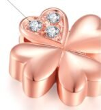 18K gold necklace lucky clover Rose Gold Diamond Pendant gold color custom female bone chain shop - Image 5