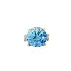 10 Karat Blue Moissanite Luxury Full Diamond Female Ring - Image 3