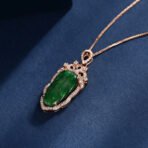 Jadeite Necklace With Gold Inlaid Branches And Jade Leaves - Image 4
