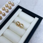 Seawater Nanyang Gold Pearl Ear Studs - Image 3