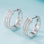 18K White Gold Natural Diamond Earrings - Image 5