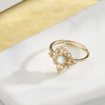 Vintage Openwork Pearl Ring Natural Moonstone - Image 4