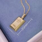 Au750 Gold Gold Bar Natural Diamond Pendant Necklace - Image 7