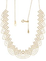 18K Gold Tassel Rainbow Lace Woven Style Wooden Ear Wide Necklace - Image 5