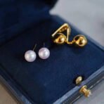 Pearl And Small Gold Ball Combined With Gold Earrings - Image 6