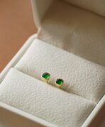 18K Gold Afghan Panjihill Sugar Tower Emerald Stud Earrings - Image 7