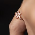 Floral Wedding Band For Women 18K 14K Gold S925 Silver Diamond Ring - Image 10