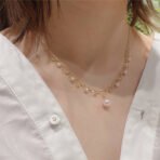Aurora Japanese 18k Gold Lace Pearl Necklace - Image 2